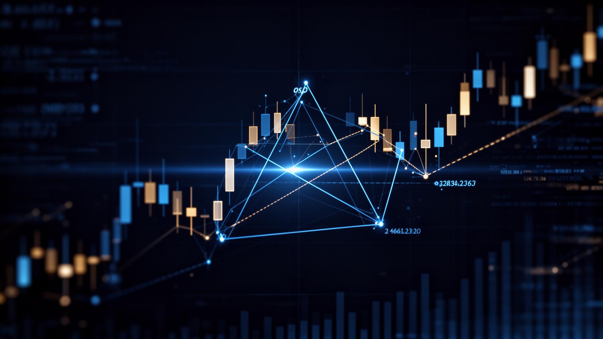 Harmonic trading pattern on a Nasdaq candlestick chart